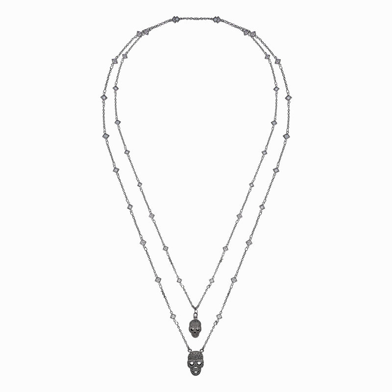 Long Double Skull Necklace