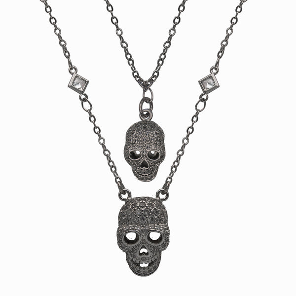 Long Double Skull Necklace