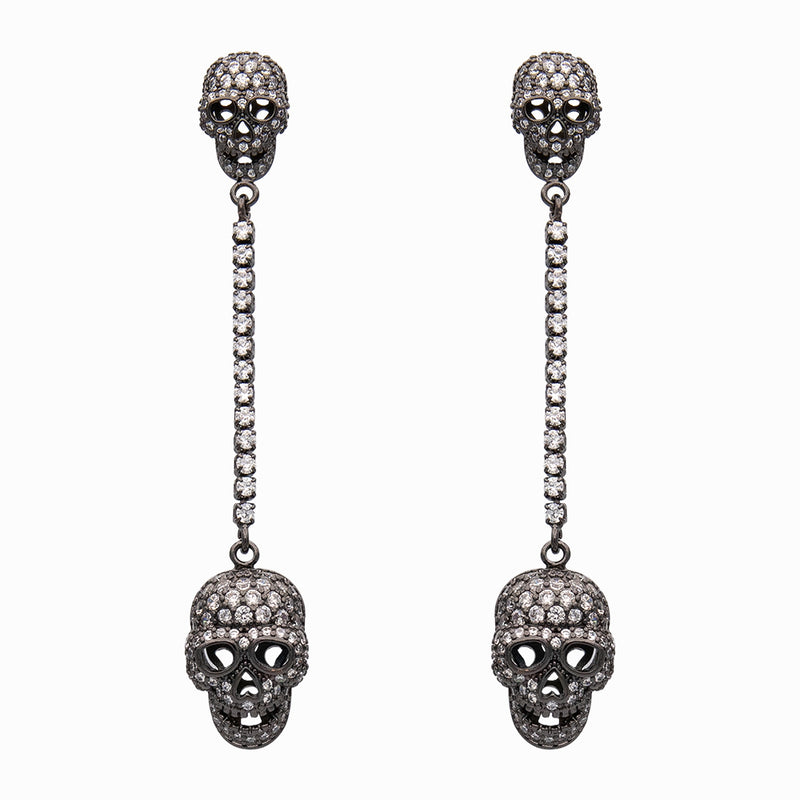 Crystal Skull Drop Earrings