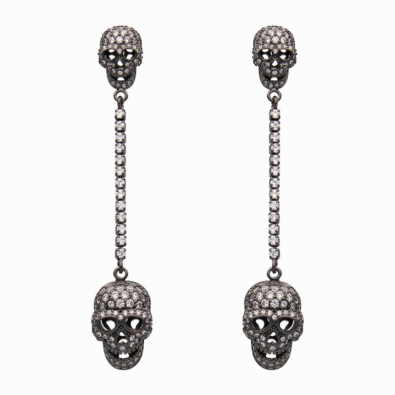 Crystal Skull Drop Earrings