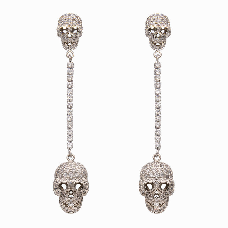 Crystal Skull Drop Earrings
