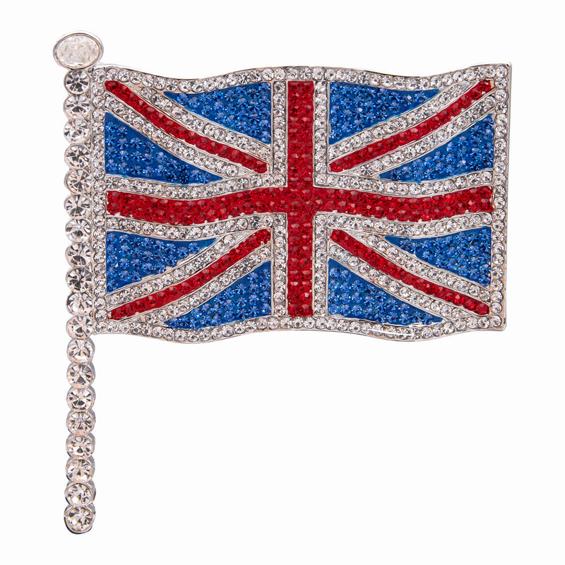Large Crystal Union Jack Flag Brooch