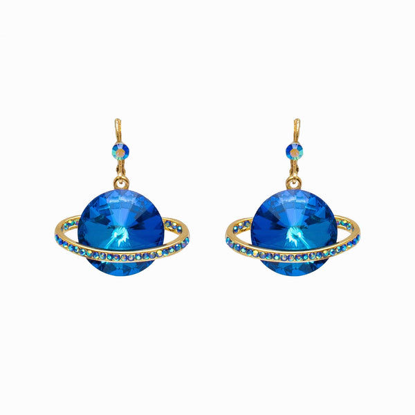 Sparkling Crystal Saturn Drop Earrings