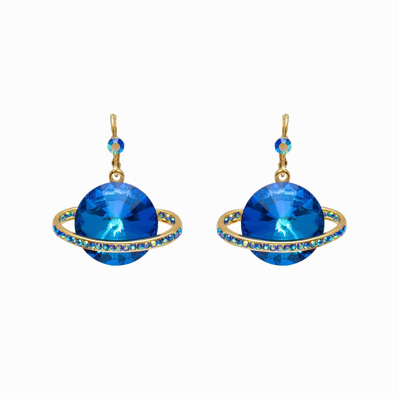 Sparkling Crystal Saturn Drop Earrings