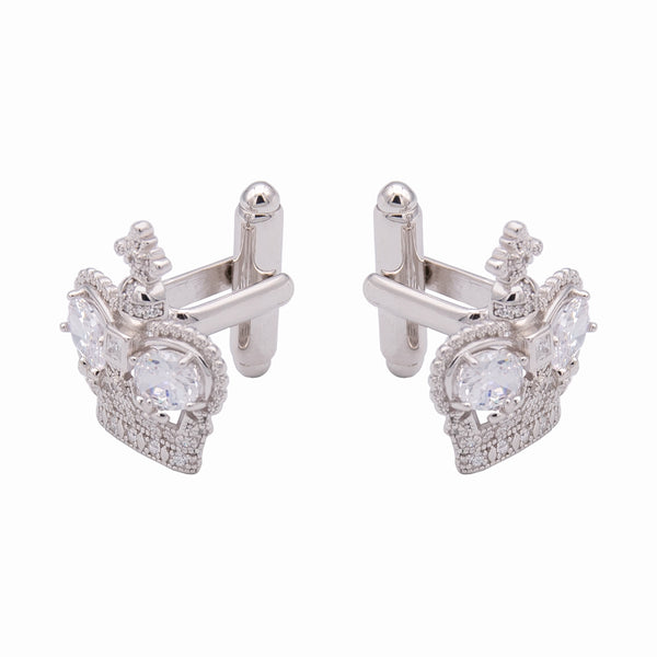 Sterling Silver Crystal Crown Cufflinks
