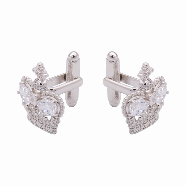 Sterling Silver Crystal Crown Cufflinks