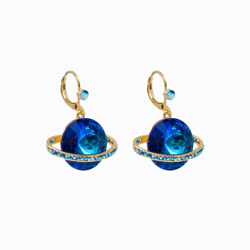 Sparkling Crystal Saturn Drop Earrings
