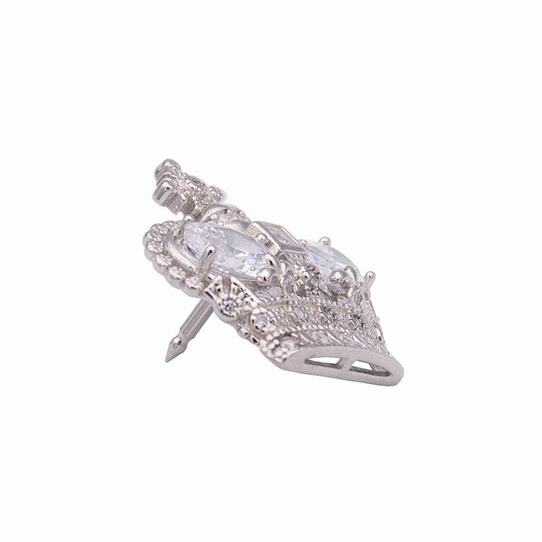 Sterling Silver Crystal Crown Clutch Pin