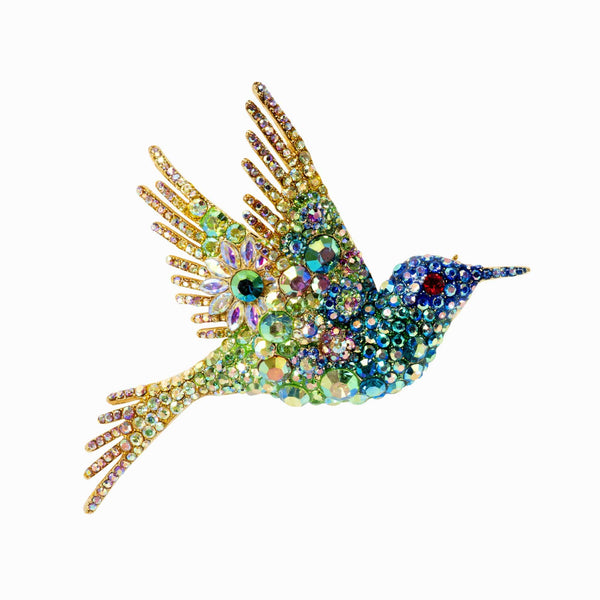 Crystal Hummingbird Bird Brooch