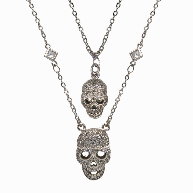 Long Double Skull Necklace