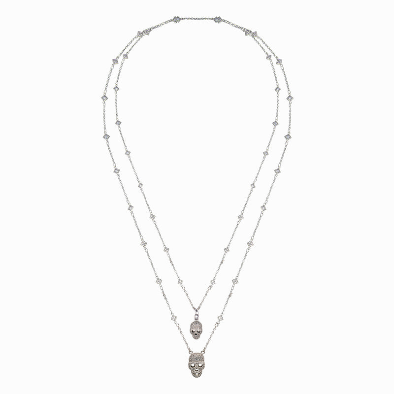 Long Double Skull Necklace