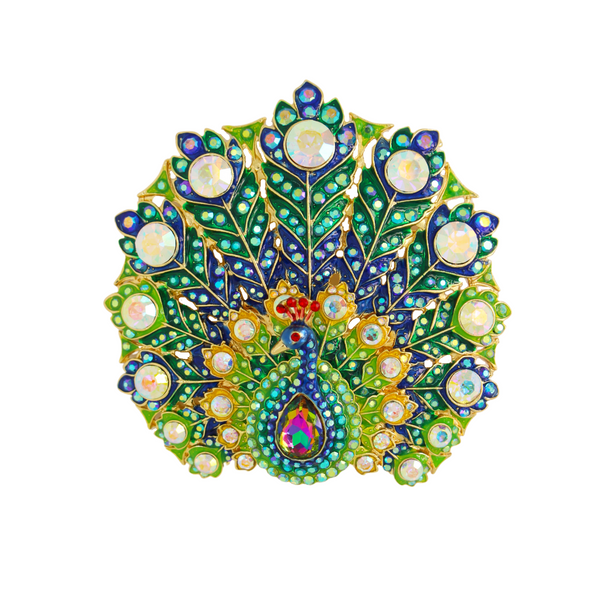 Elaborate Crystal Peacock Brooch