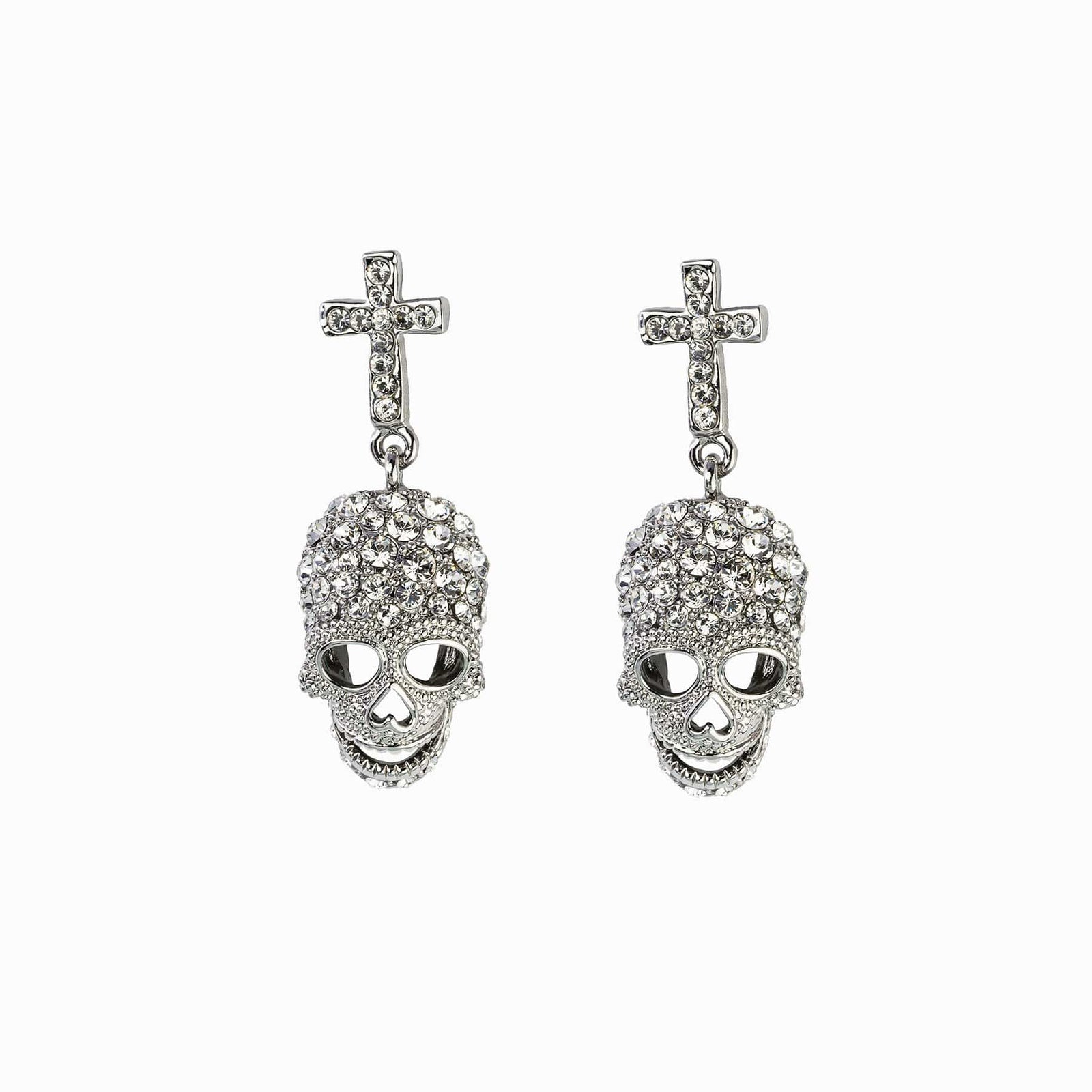 Cross and Skull Crystal Earrings Butler Wilson - Main Image