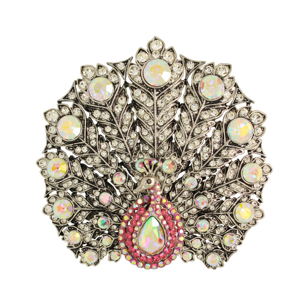 Elaborate Crystal Peacock Brooch