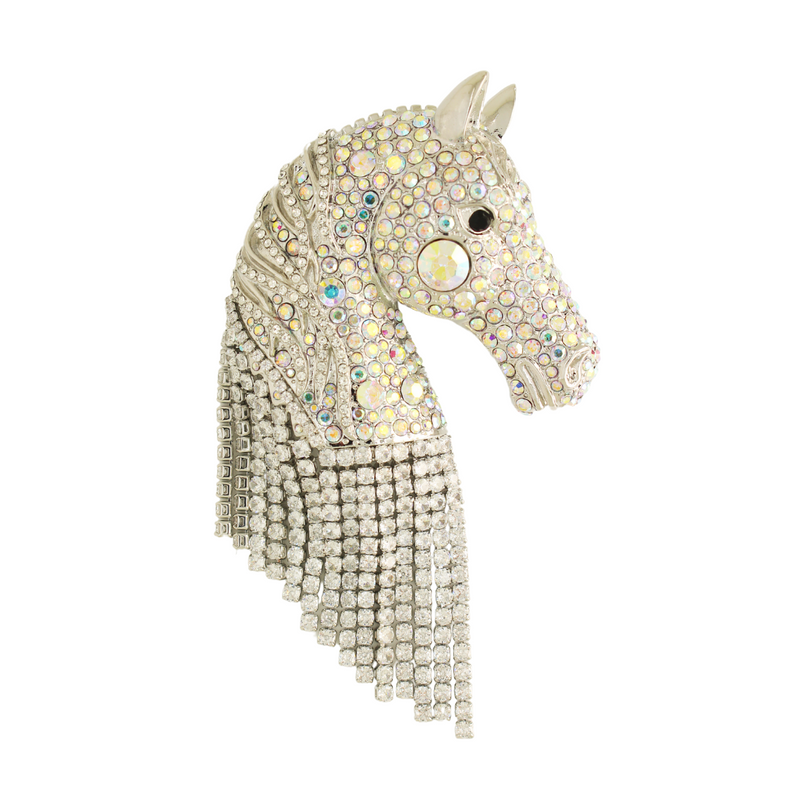 Horse with Crystal Shower Brooch