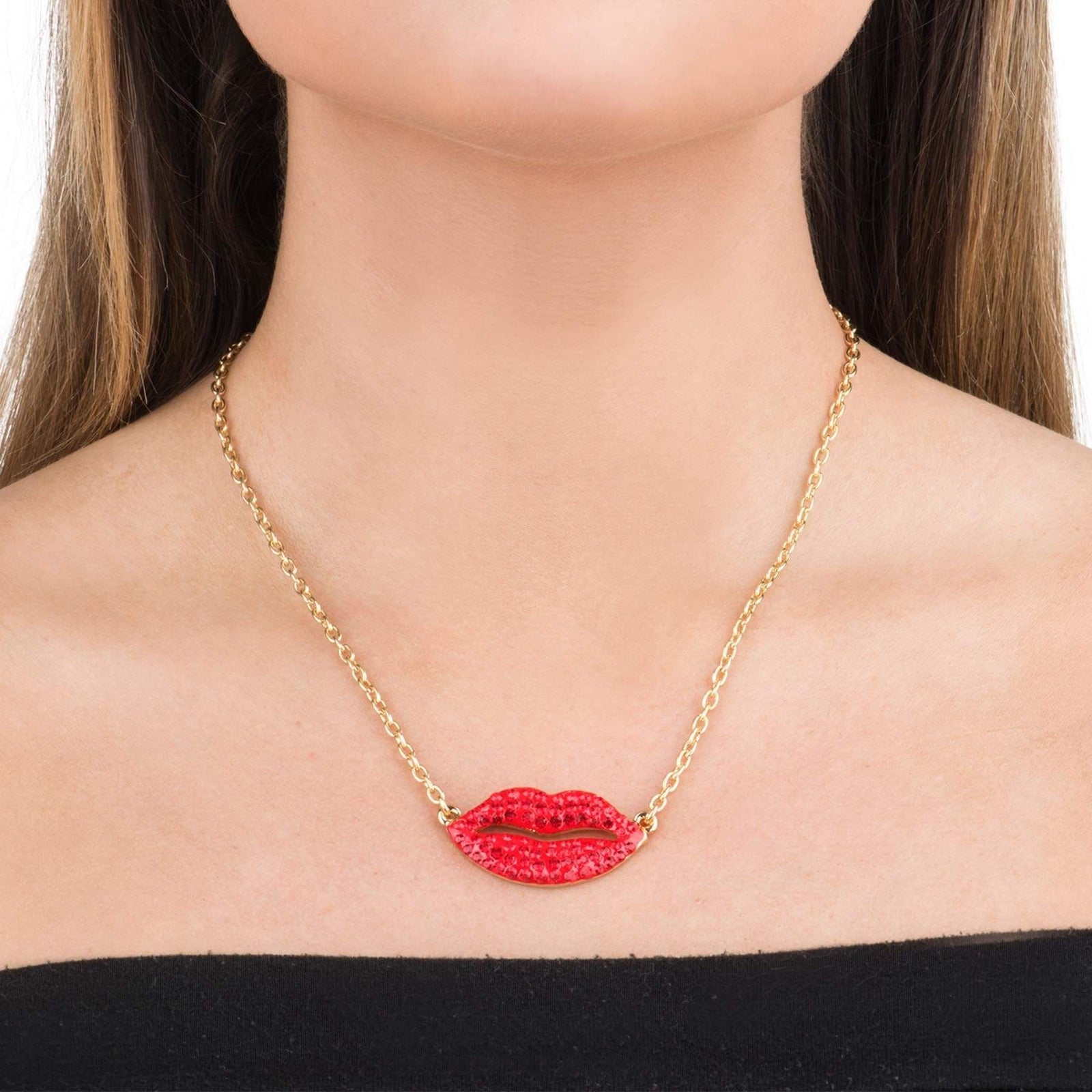 Lips Pendant Necklace | Crystal Necklace | Butler & Wilson