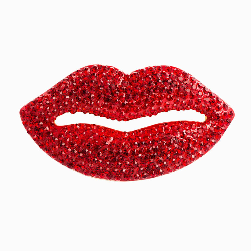 Crystal Medium Lips Brooch