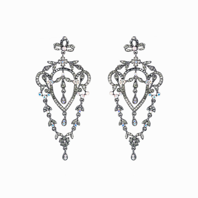 Floral Chandelier Crystal Earrings