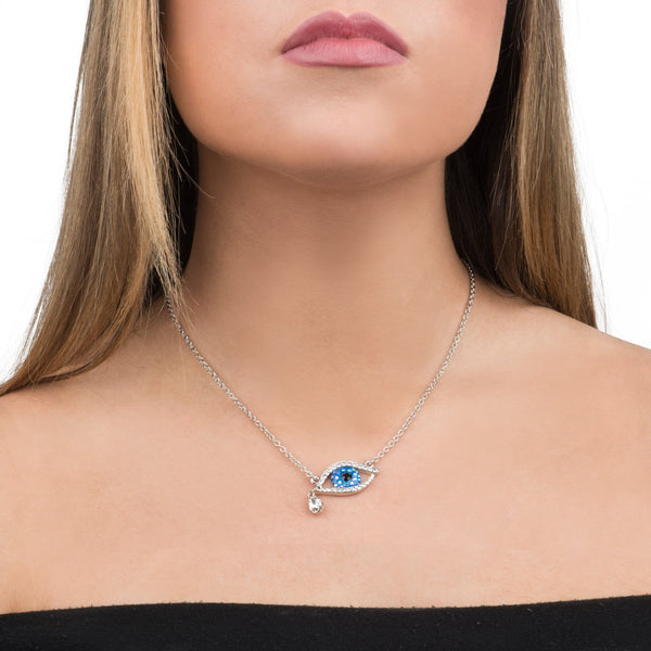 Small Eye & Drop Crystal Necklace