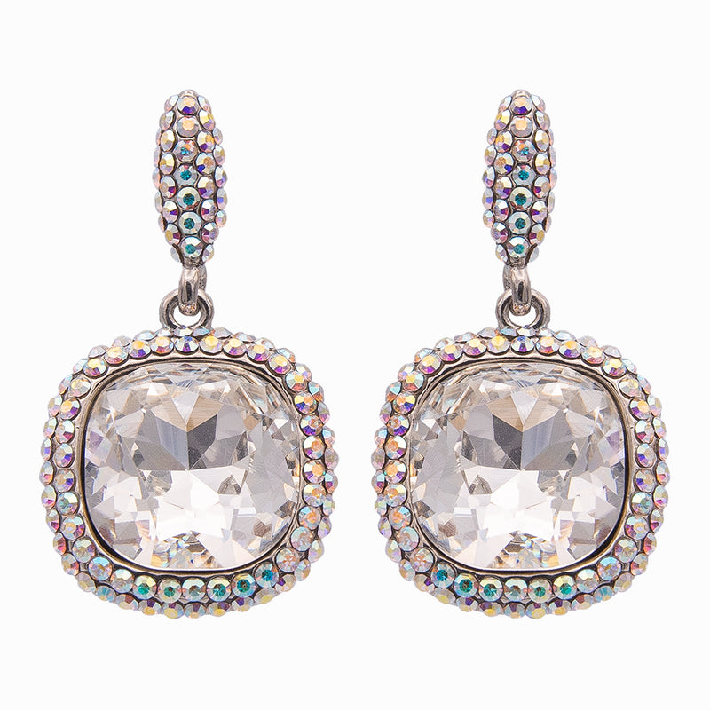 Square Shape Crystal Drop Earrings