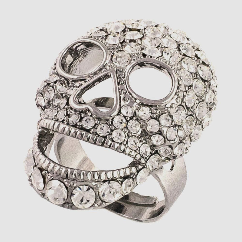 Large Crystal Skull Adjustable Ring