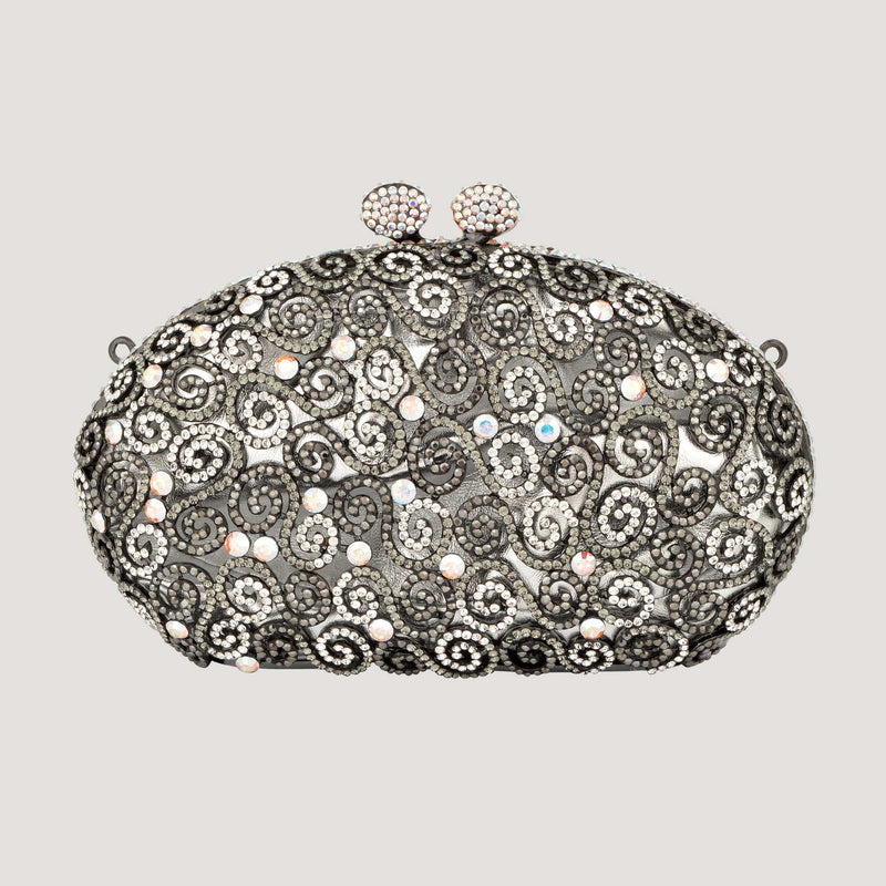 Crystal Oval Filigree Clutch Bag