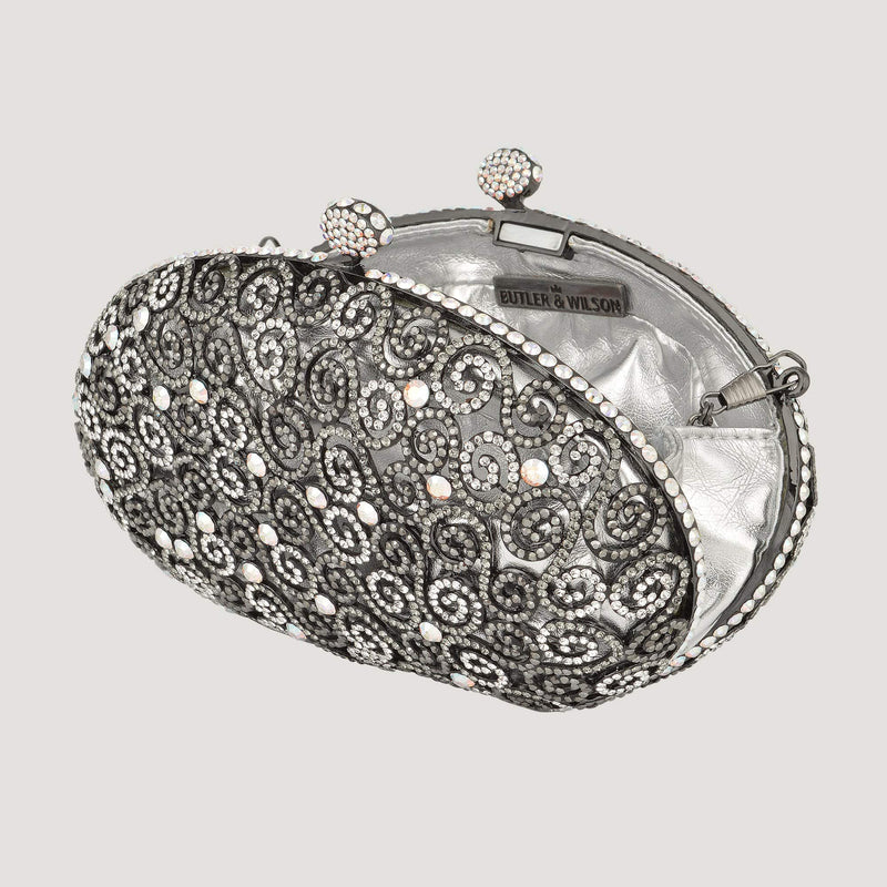 Crystal Oval Filigree Clutch Bag