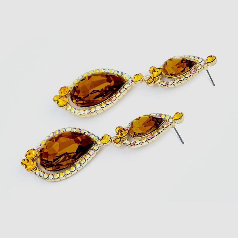 Double Pear Drop Crystal Earrings