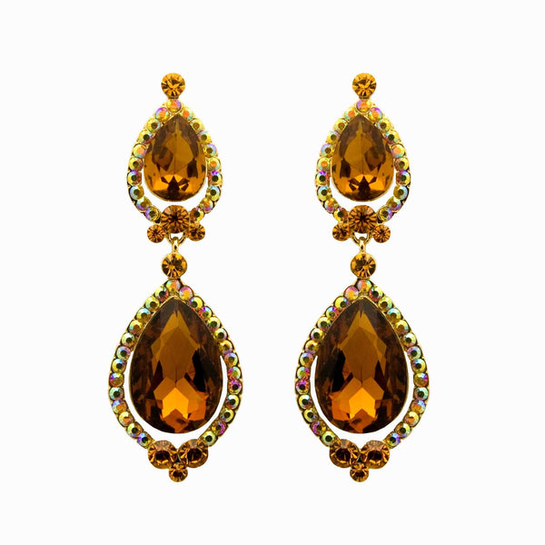 Double Pear Drop Crystal Earrings