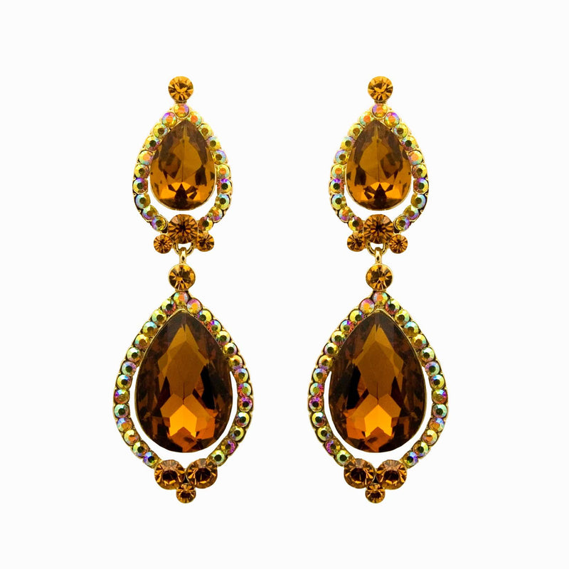 Double Pear Drop Crystal Earrings