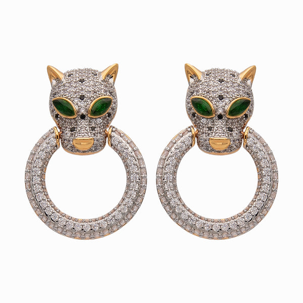 Large Crystal Leopard Ring Earrings