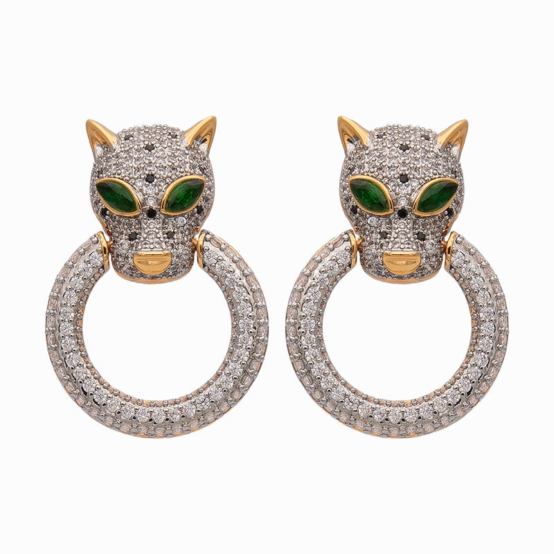 Large Crystal Leopard Ring Earrings