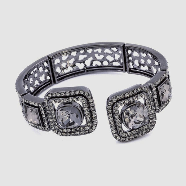 Two Crystal Square Ends Cuff Bracelet