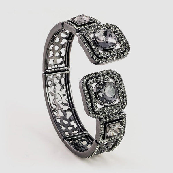 Two Crystal Square Ends Cuff Bracelet