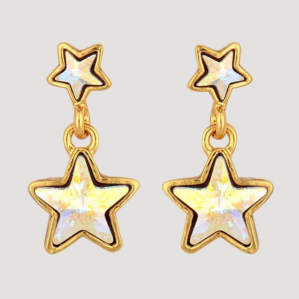 Double Star Crystal Drop Earrings