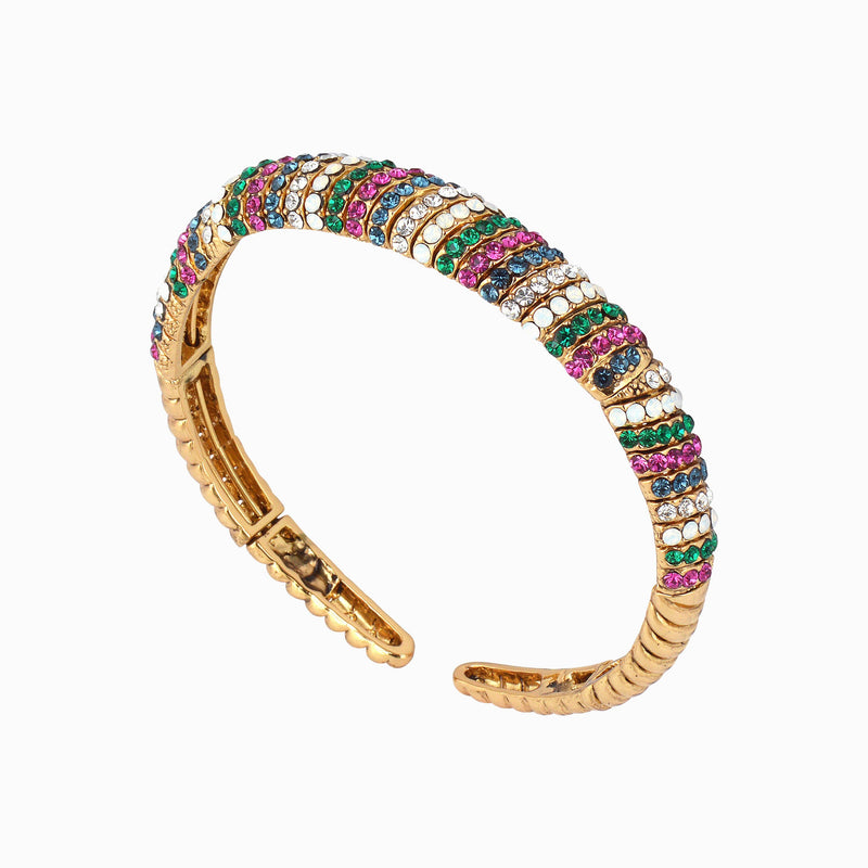 Multi Crystal Encrusted Wrap Bangle Bracelet