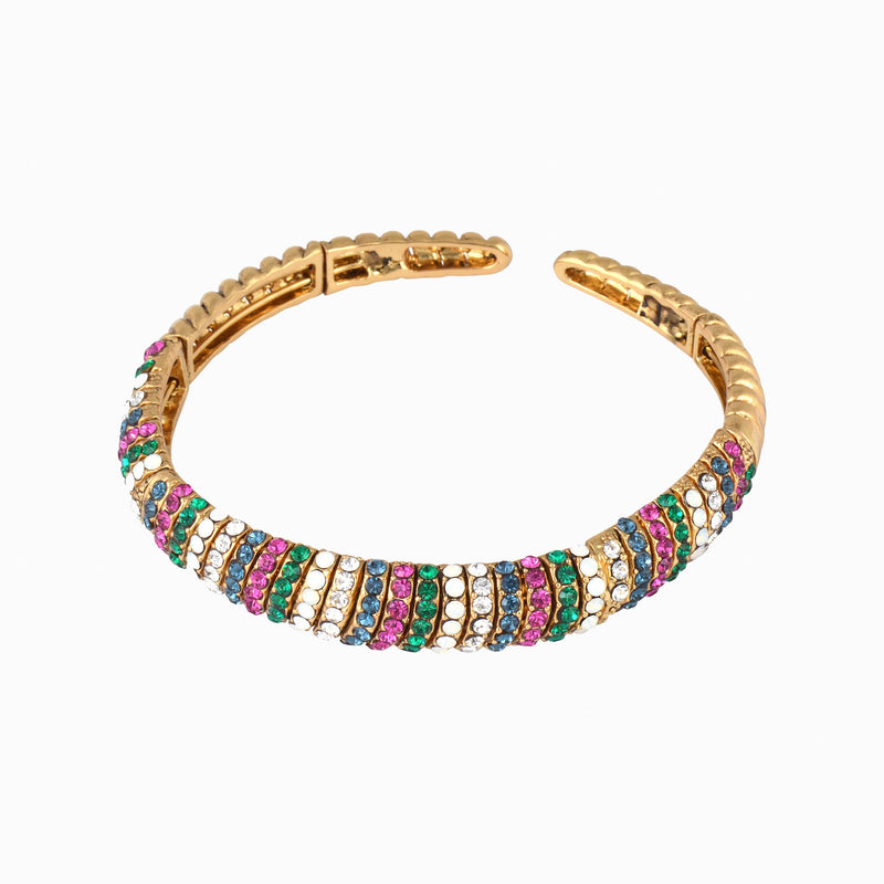 Multi Crystal Encrusted Wrap Bangle Bracelet