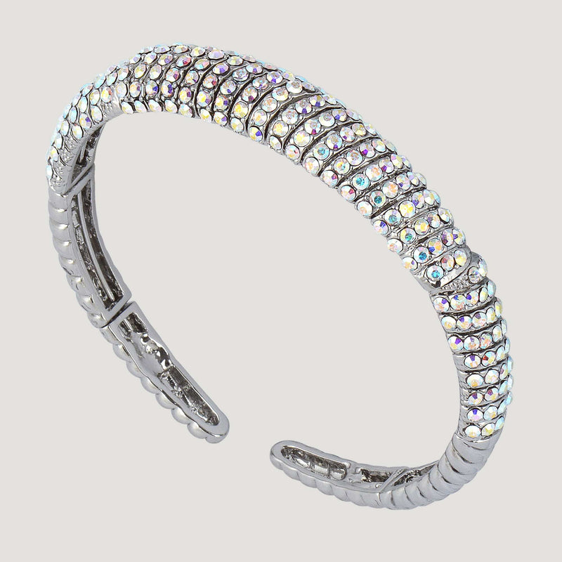 Multi Crystal Encrusted Wrap Bangle Bracelet