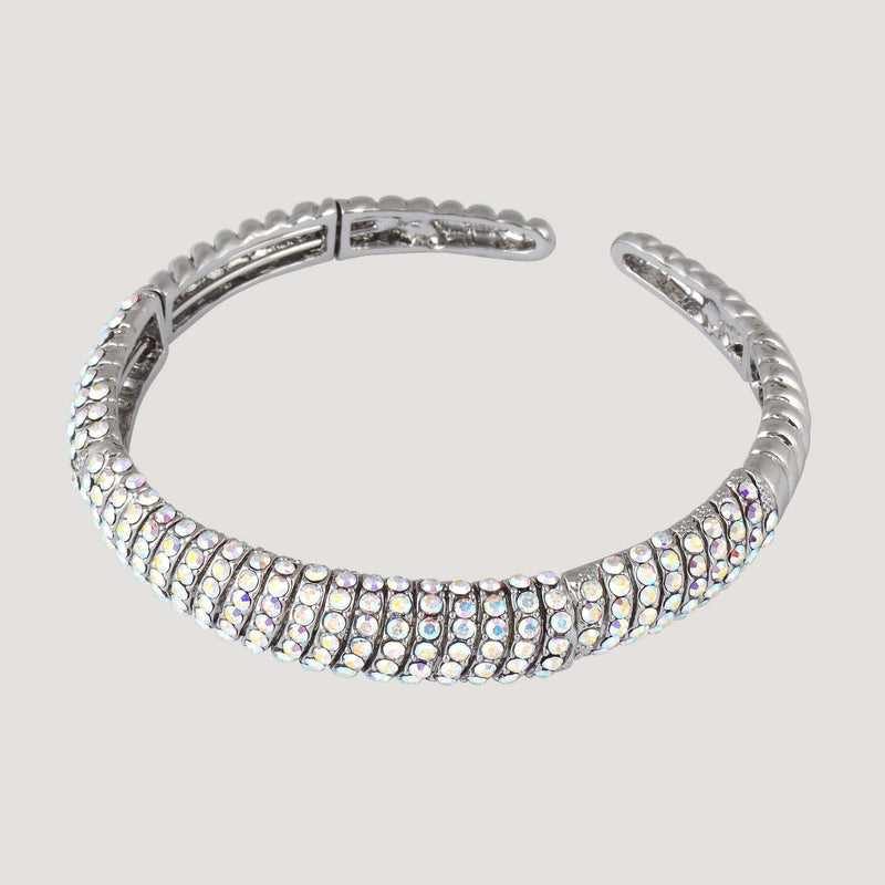Multi Crystal Encrusted Wrap Bangle Bracelet