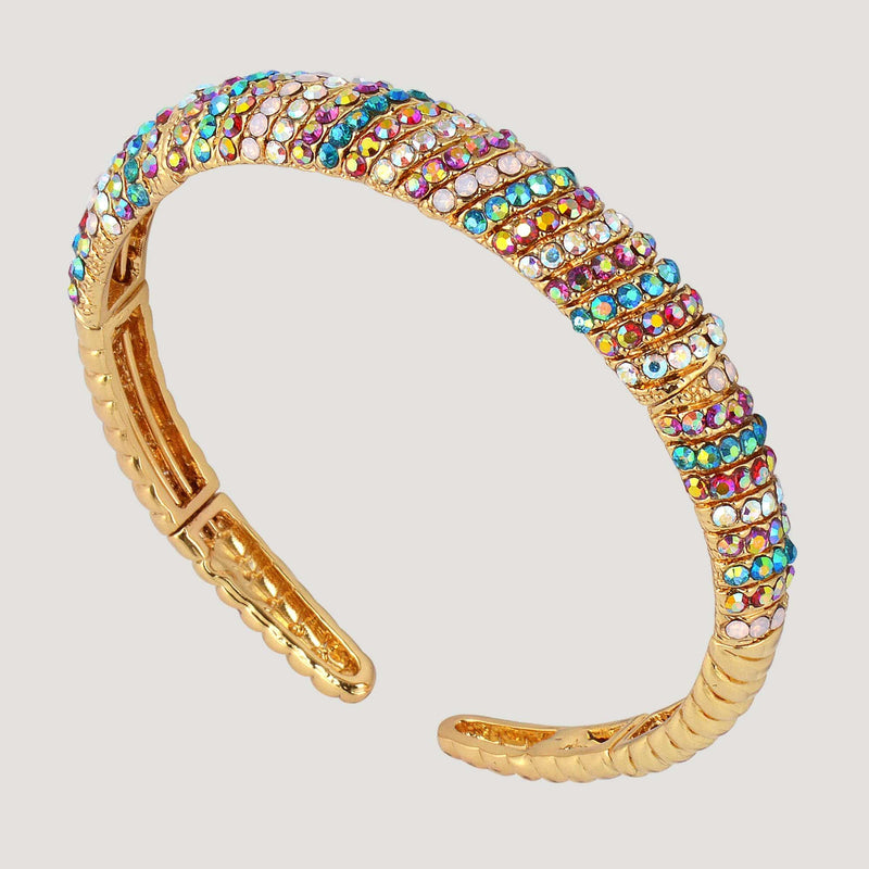 Multi Crystal Encrusted Wrap Bangle Bracelet