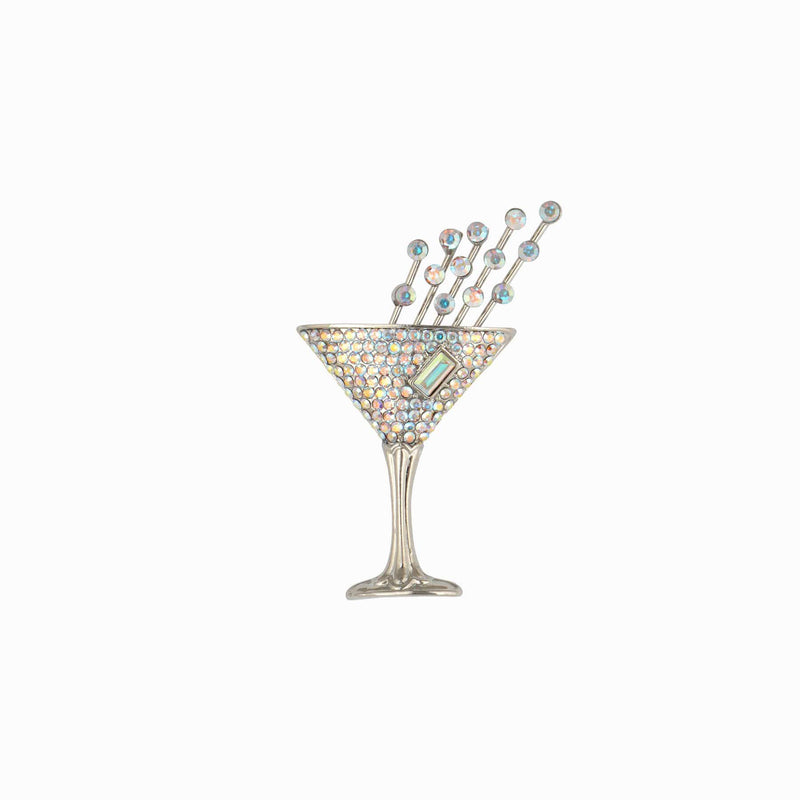Crystal Champagne Glass Clutch Pin
