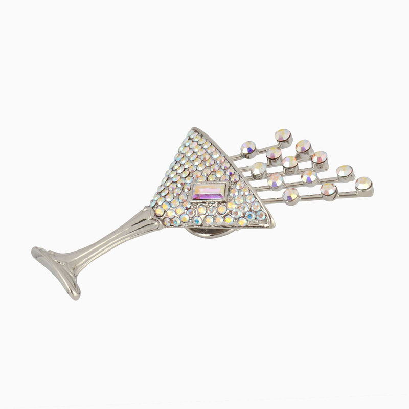 Crystal Champagne Glass Clutch Pin