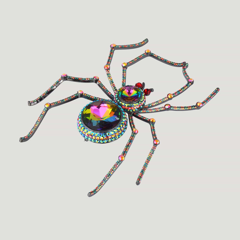 Large Crystal Spider Brooch