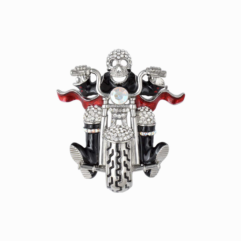 Skeleton Biker Brooch