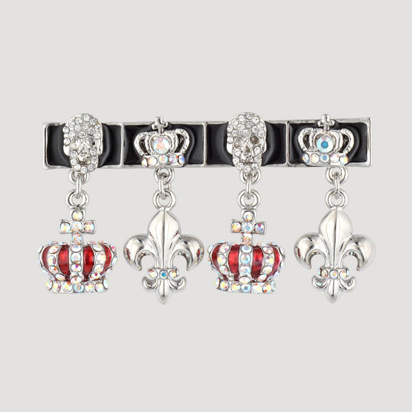 Crowns & Fleur De Lis Charms Bar Brooch