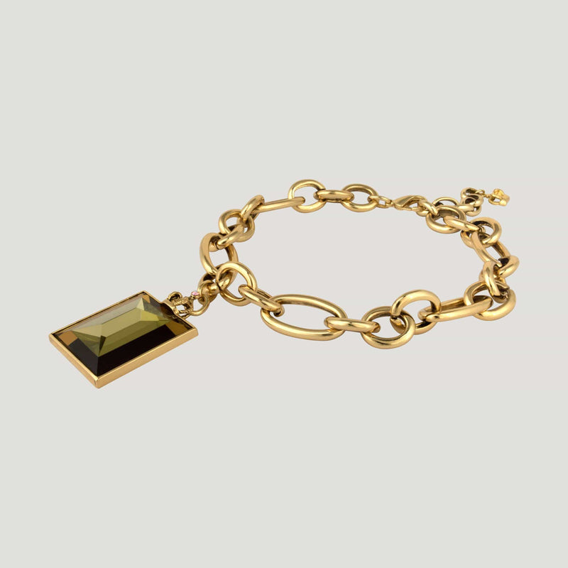 Sideways Rectangle Drop Chunky Links Necklace