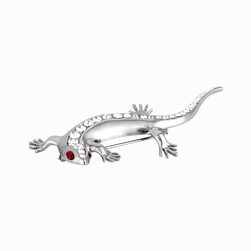 Crystal Lined Lizard Brooch