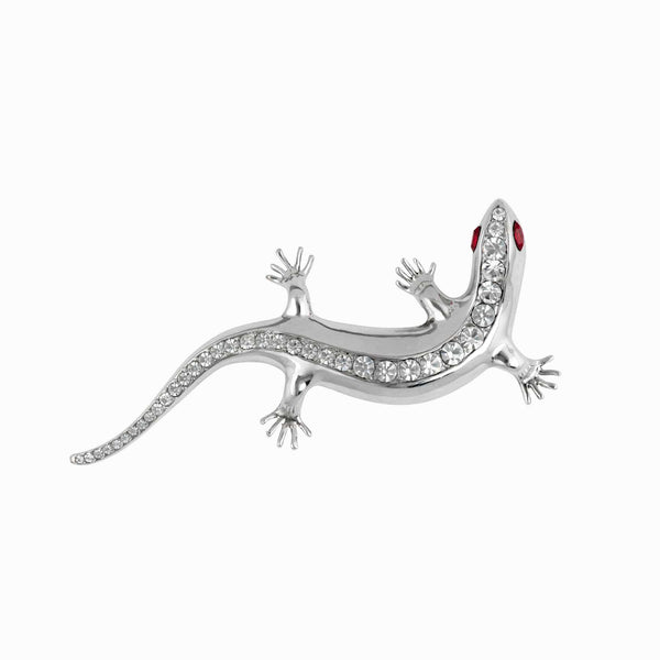 Crystal Lined Lizard Brooch