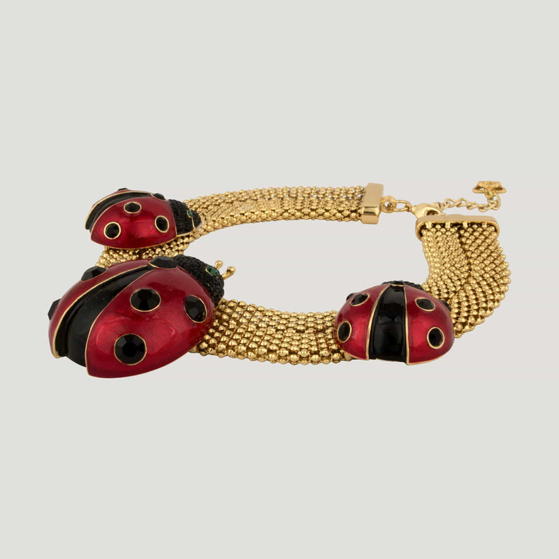 Ladybirds on Double Mesh Chains Necklace
