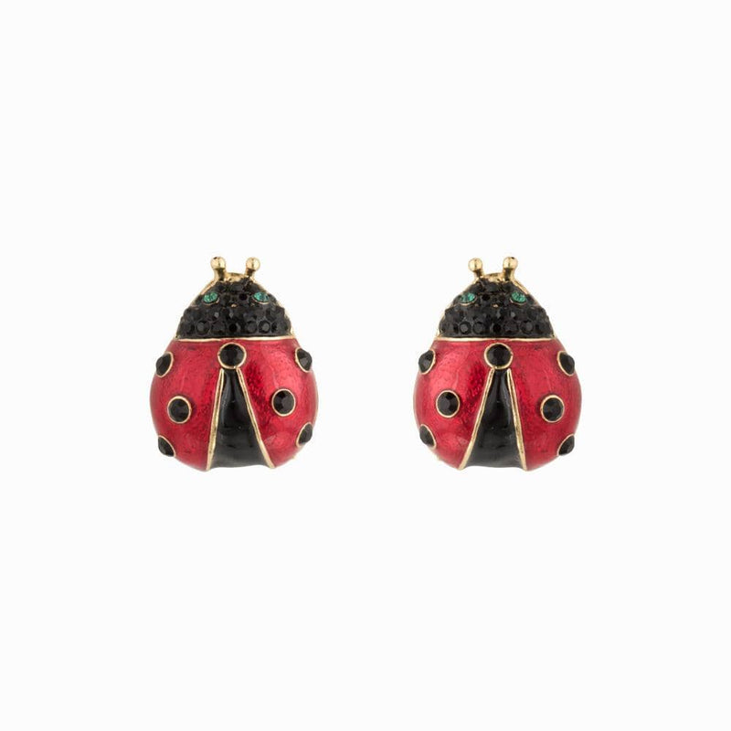 Enamel & Crystal Ladybird Stud Earrings